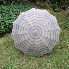 Stockschirm vintage Regenschirm Schirm Sonnenschirm 12 Sprossen Stoffschirm Holz