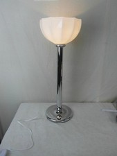 Tischlampe Design Chrom Glasschirm Art Deco Paraplui Opal Fluter Stehlampe  22a2