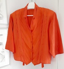 Bluse Tunika Fair Lady Gr S/M Coralle Orange 100%Seide   3/4 Ärmel 
