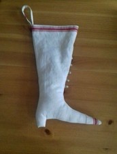 Deko. Stiefel. Leinen. beige-rot. Textildesign.