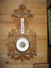 Schönes altes Holzbarometer Barometer und Thermometer Jugendstil um 1910 22 849