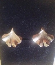 Ohrringe Ohrstecker Ginkoblatt 14K 585er Gelbgold