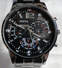 Silber/Schwarze GENEVA Quarz Analog Armbanduhr