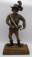 Mann mit Trommel Kunststoff Figur auf Holz - Sockel Frankreich