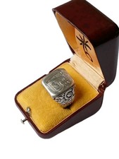 Antiker Jugendstil Siegelring aus massivem 900er Silber, Monogramm WS, Größe 55