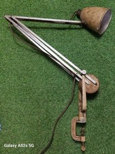 Vintage 50er Industrie Hadrill Horstmann Freischwinger Klemm Schreibtisch Werkstatt Lampe