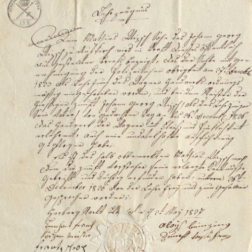 Lehrbrief 1824 bayern wagner - lehrbrief,