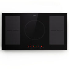 Induktionskochfeld 90 cm 5 Platten Einbau 7200W Glaskeramik Hybrid Timer Schwarz
