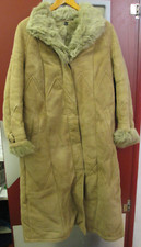 Damen Leder Mantel mit Pelz Kragen und Futter braun  Gr. 40