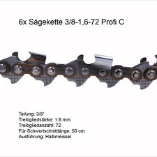 6 Stück Profi C Sägekette 3/8 1.6 mm 72 TG Ersatzkette für Stihl Dolmar