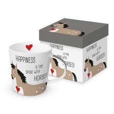 Geschenk-Set Becher "Happiness & Horses" Tasse Pferd ppd für Pferde-Fans