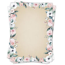 50 Blatt Briefpapier A4 mit Blumen Rosen Vintage Einladungen Hochzeit floral