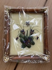 Veilchen alte Wachsschnitzerei - Motiv Blumen - Wachsbild - Reliefbild - H 18 cm