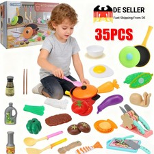 35-teiliges Set Geschirrset aus Holz Kinder Kinderküchen Spielküche Zubehör Kü