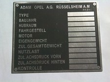 Typenschild opel oldtimer - opel,