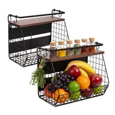 Obstkorb Aufbewahrungskorb Bananenhalter Gemüsekorb Hängekorb Metallkorb 2er Set