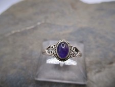 Damen Ring verziert 925 Sterlingsilber Amethyst Stein lila oval Rg 64/24 M