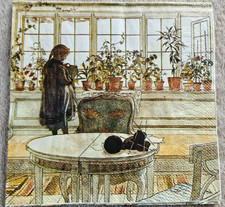 1 Serviette Sammeln Mädchen am Fenster Blumen  Schweden Carl Larsson   A241