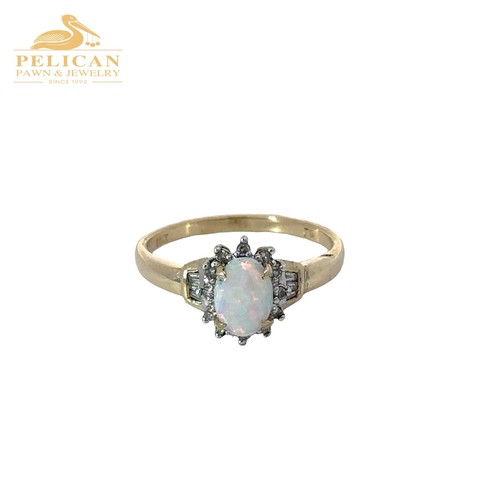 Opal diamant ring - ring, 0,09