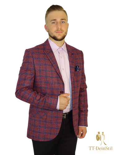 Herren sakko bordeaux kariert - bordeaux,