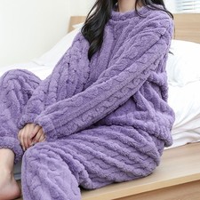 Lange lose Polyester Flanell Strickjacke Set für Frauen Yoga Radfahren Urlaub