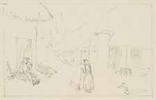 Hofansicht mit Bauer, Tirol