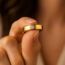 14K Gelbgold Moissanit Rund