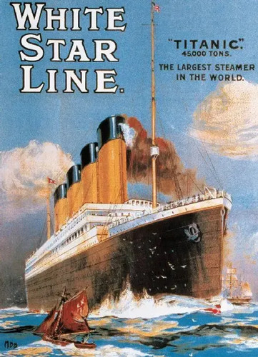 Titanic white star - white, line