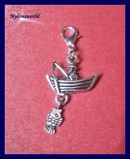 Boot m. Angler Fisch Charms Armband Anhänger Kettenanhänger Karabiner NEU (c185)