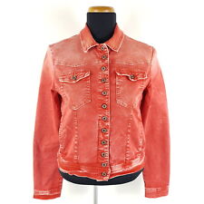 Please Jeansjacke V733 Damen S Rot Washed Distressed Look Stretch Cropped