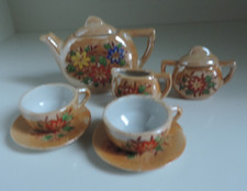 Puppengeschirr,Kaffekanne+Milch,Zucker, 2Tassen,Unterteller,Porzellan