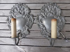 2 alte Zinn Wandleuchter