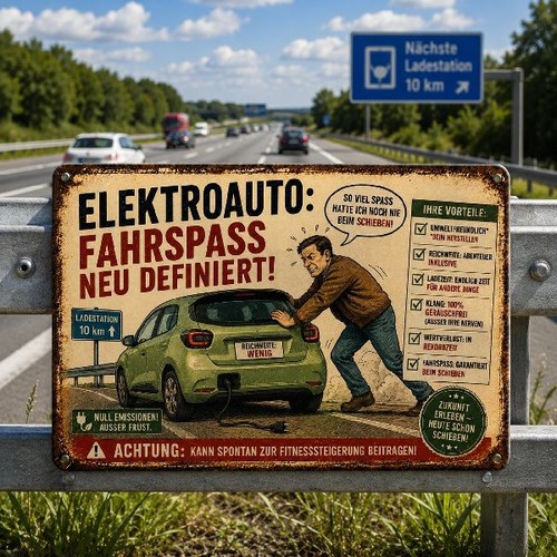 Blechschild elektroauto - blechschild,