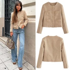 Damen Khaki Taschen Tweed