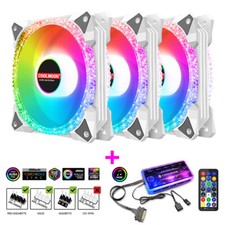 3 Stück LED-Lüfter RGB 120 mm 12 V für CPU mit Fernbedienung Computergehäuse PC