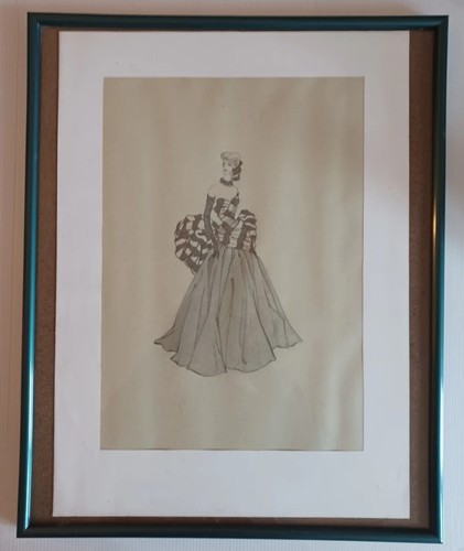 1950 mode zeichnung abendkleid - zeichnung,
