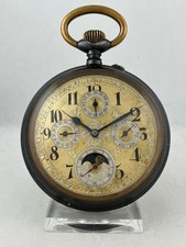 Vollkalender Eisenbahner Taschenuhr Handaufzug 80mm, 330g, funktioniert