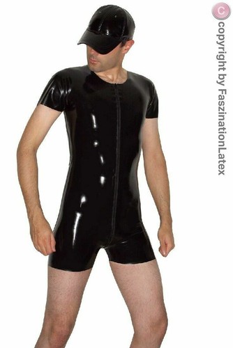 Latex kurzanzug mit rundhals - latex-kurzanzug,