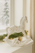Clayre&Eef Schaukelpferd, Shabby Chic, Weihnachtsdekoration, Weiß
