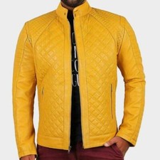 Gelbe lederjacke für herren - gelbe,
