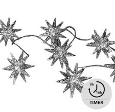 Lichterkette Sterne 3D silber