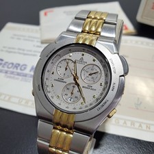 Dugena Chronograph Quarzuhr Bicolor Herrenarmbanduhr Herrenuhr Armband 80er Uhr