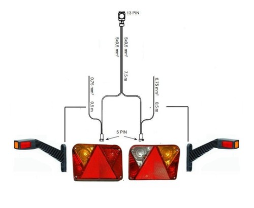 Anhänger beleuchtung set - set, 7,5m