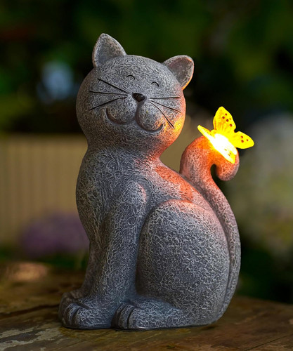 Katzenfigur mit solarbetrieb - mit,