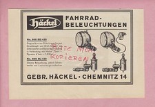 CHEMNITZ, Werbung 1934, Gebrüder Häckel Fahrrad-Beleuchtungen