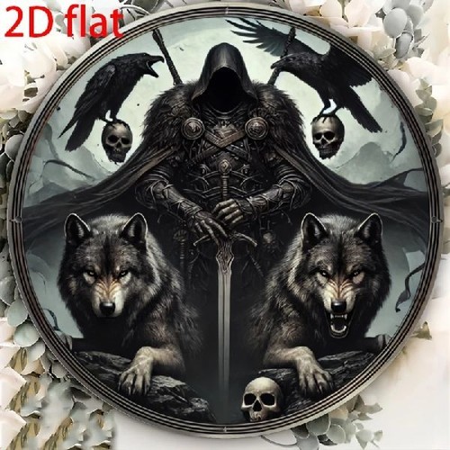 Blechschild rund wikinger - rund, wolf