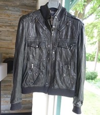 PRPS LEATHER JACKET L black biker made in italy