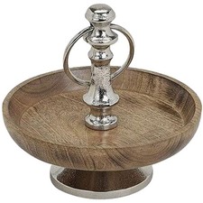 Holz Etagere mit silbernem