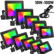 RGB LED Fluter 10-100W Außen Strahler Flutlicht Scheinwerfer Gartenlampe Dimmbar