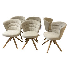 Venjakob 6er-Set Drehstuhl Capri Stoff Funchal Beige Gestell Wildeiche Hell Gölt